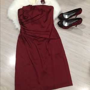 NWT WHBM Red Satin Cocktail Party Dress